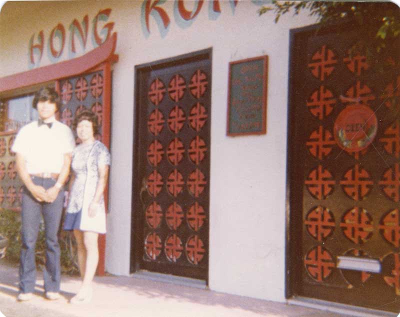 Shau and Nancy Chan outside the Hong Kong Restaurant