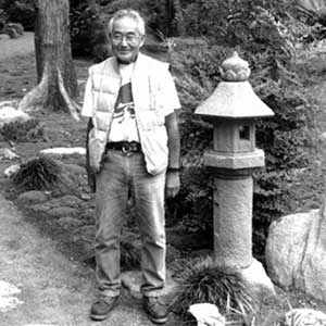 Frank Fujii in garden